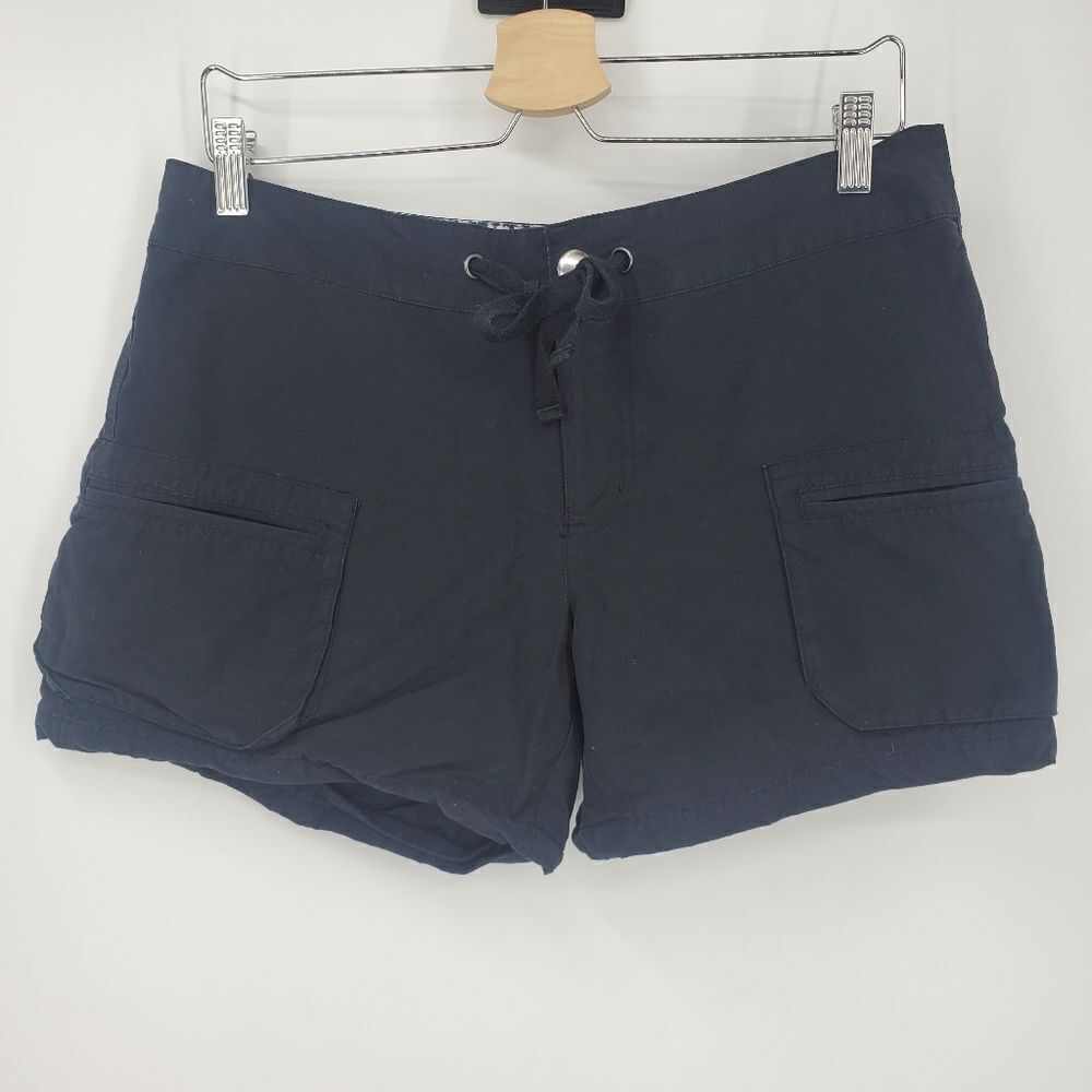 Columbia Women's Black Shorts With Front Waist Tie, Pockets, Back Zipper Pocket